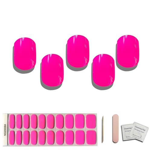 Semi Cured Gel Nail Strips Hot Pink UV Nails Gel Nail Stickers 20 Pieces Salon-Quality Nail Polish Strips Holiday Nails Works with UV Nail Lamp Easy Application & Removal - Image 3