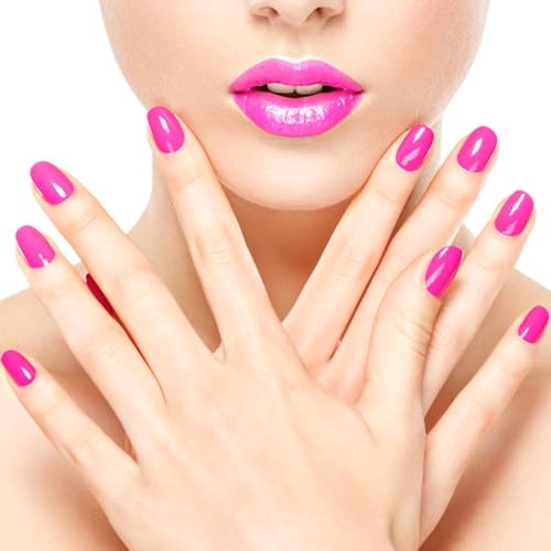 Semi Cured Gel Nail Strips Hot Pink UV Nails Gel Nail Stickers 20 Pieces Salon-Quality Nail Polish Strips Holiday Nails Works with UV Nail Lamp Easy Application & Removal