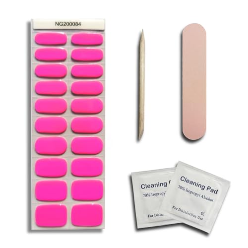 Semi Cured Gel Nail Strips Hot Pink UV Nails Gel Nail Stickers 20 Pieces Salon-Quality Nail Polish Strips Holiday Nails Works with UV Nail Lamp Easy Application & Removal - Image 5