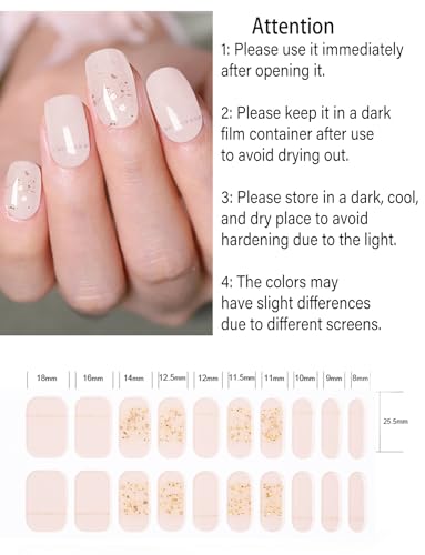 Semi Cured Gel Nail Strips |Nude 20pcs Gel Polish Nail Wraps | Gel Nail Stickers, UV Light Required - Image 3