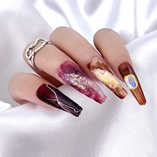 senvenski Blooming Gel Nail Polish, Jelly Crystal Gel Nail Polish Sheer Clear White Milky Green Orange Blue Purple Black Gift UV LED Art Varnish Kit - Image 4