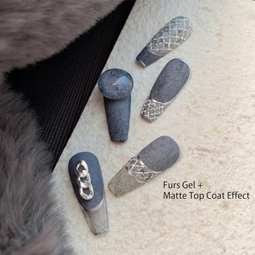 senvenski Grey Black Gel Nail Polish, White Glitter Dark Purple Charcoal Pewter Gel Polish Shimmer Crystal Gift Soak Off Set UV LED Art Varnish (CS010) - Image 2