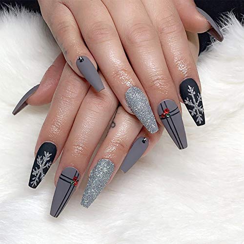 senvenski Grey Black Gel Nail Polish, White Glitter Dark Purple Charcoal Pewter Gel Polish Shimmer Crystal Gift Soak Off Set UV LED Art Varnish (CS010) - Image 3