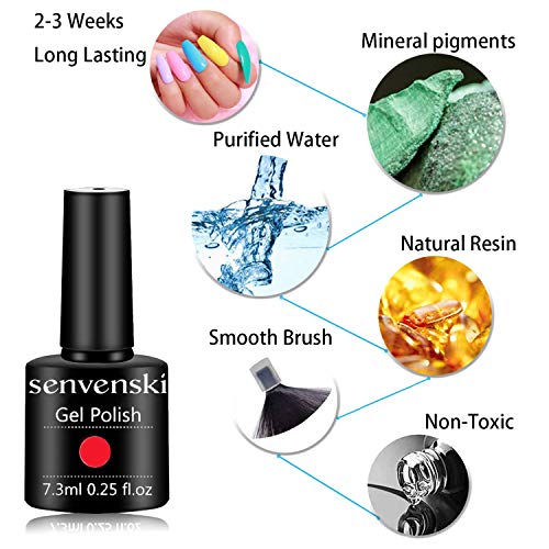 senvenski Grey Black Gel Nail Polish, White Glitter Dark Purple Charcoal Pewter Gel Polish Shimmer Crystal Gift Soak Off Set UV LED Art Varnish (CS010) - Image 6