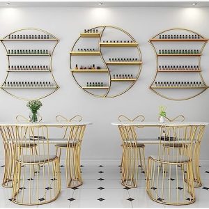 Gold Wall Mounted Nail Polish Display Shelf Set of 3 for Salon Retail