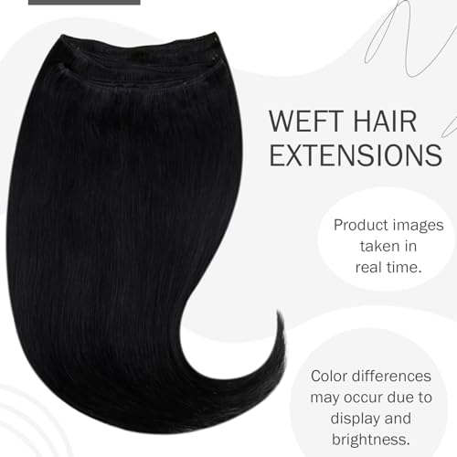 12 Inch Straight Jet Black Human Hair Sew-In Weft Extensions 70g - Image 2