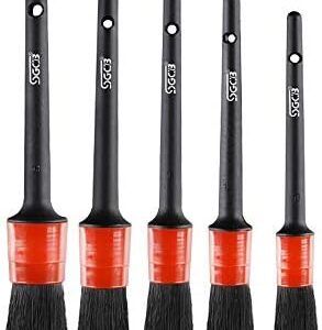 SGCB 5-Piece Scratch-Free Auto Detailing Brush Set, Soft Bristles, Ergonomic Handles