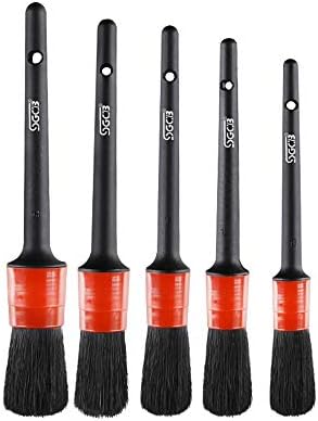 SGCB 5-Piece Scratch-Free Auto Detailing Brush Set, Soft Bristles, Ergonomic Handles