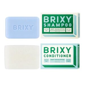 Shampoo and Conditioner Bar Set for Balance & Hydration, Vegan & Plastic Free, All Hair Types, pH Balance & Safe for Color Safe - Mint Eucalyptus