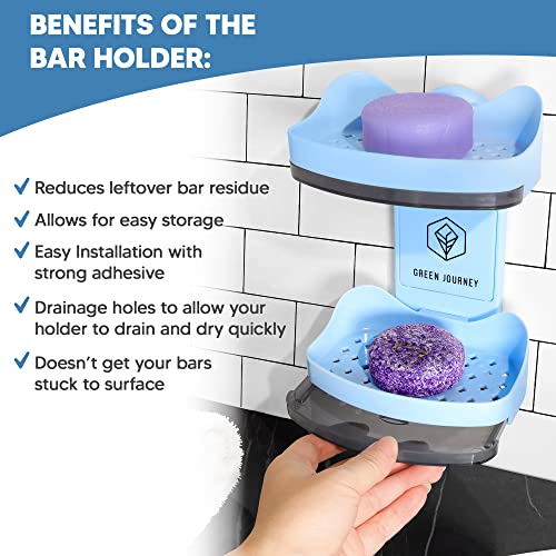 Shampoo and Conditioner Bar Set with Bar Holder, Natural Ingredients, Sulfate-Free, Travel Size, Biodegradable Packaging, Easy-Install and Drainage - Image 4