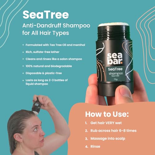 Shampoo & Conditioner Bar Set - All Natural Hair Shampoo - Vegan, Sulfate-Free, Eco Friendly Zero Waste Reusable Packaging with Travel Containers, SeaTree Oil - Image 2