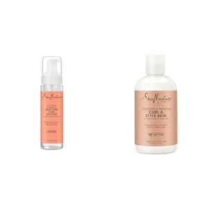 SheaMoisture Curl Mousse Coconut and Hibiscus & Fair Trade Sulfate Free Coconut Hibiscus Curl & Style Milk with Silk Protein & Neem Oil For Thick, Defined, Curly Hair 8 oz