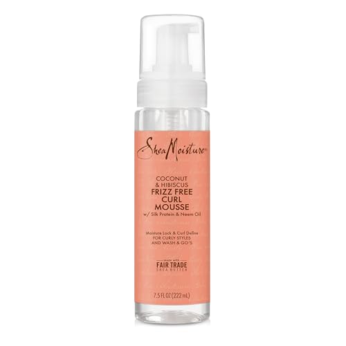 SheaMoisture Curl Mousse Coconut and Hibiscus & Fair Trade Sulfate Free Coconut Hibiscus Curl & Style Milk with Silk Protein & Neem Oil For Thick, Defined, Curly Hair 8 oz - Image 2