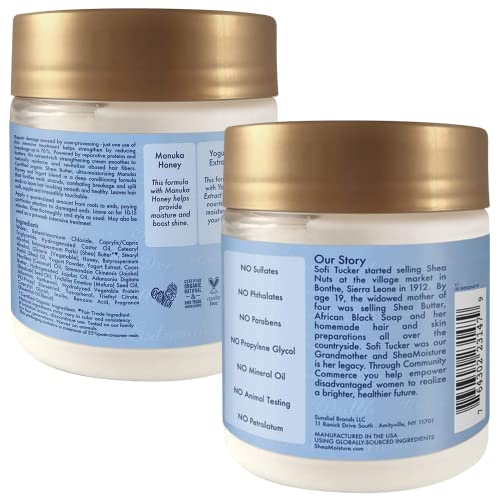SheaMoisture Hair Mask - Manuka Honey & Yogurt, Hydrate + Repair Protein Power Treatment, Hair Treatment for Dry, Damaged Hair Care with Organic Shea Butter & Castor Oil for Hair, 8 Oz (Pack of 2) - Image 2