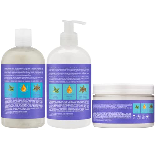 SheaMoisture Shampoo (13 Oz) + Conditioner (13 Oz) + Pre-Wash Masque (4 Oz) Dry Scalp Shampoo and Conditioner 3pc Bundle with Aloe Butter & Vitamin B3, Shea Butter Shampoo and Conditioner with Masque - Image 2