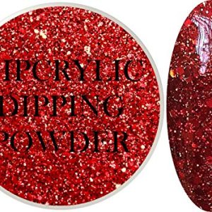 SHEBA NAILS Dipcrylic Glitter Dip Dipping Powder SPARKLING RED MIX - 1oz Jar