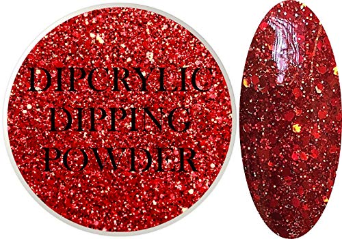 SHEBA NAILS Dipcrylic Glitter Dip Dipping Powder SPARKLING RED MIX - 1oz Jar