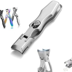 Sherum Nail Clippers, Toe Nail Clippers for Thick Nails, Ultra Sharp Stainless Cumuul Nail Clipper with Catcher for Men Women (Grey)
