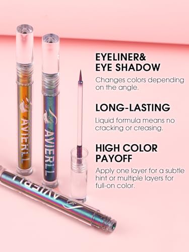 Shimmer Liquid Eyeliner Pencil,Pink Purple Chameleon Colored Satin Eye Liner,Metallic Multi-Reflective Finish Eyeliners Waterproof Smudge-proof Longwearing Ultra-Fine Tip Eyeliner Pen (06) - Image 3