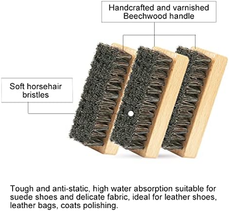 Shoe Brush for Cleaning, Horsehair Bristles Wooden Shine Shoe Brush Cleans Leather, Suede, Nubuck and Delicate Textiles - 3 Pack - Image 4