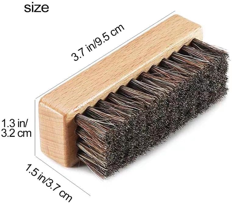 Shoe Brush for Cleaning, Horsehair Bristles Wooden Shine Shoe Brush Cleans Leather, Suede, Nubuck and Delicate Textiles - 3 Pack - Image 2