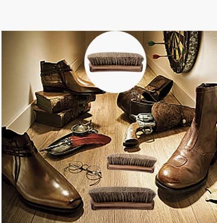 Shoe Brush for Cleaning, Shoe Polish Brush, 100% Horse Hair Shoe Brush, Unique concave Handle Design, Wooden Hand polishing, Suitable for Boots, Shoes and Other Leather Cleaning Care - Image 5