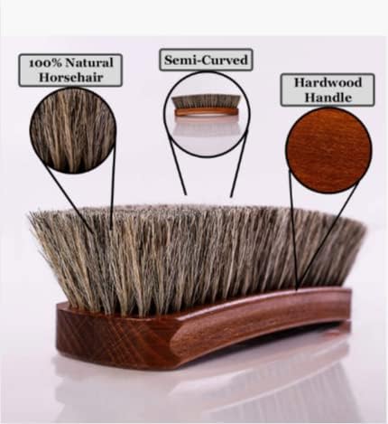 Shoe Brush for Cleaning, Shoe Polish Brush, 100% Horse Hair Shoe Brush, Unique concave Handle Design, Wooden Hand polishing, Suitable for Boots, Shoes and Other Leather Cleaning Care - Image 3