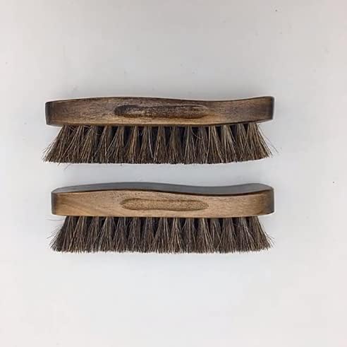 Shoe Brush for Cleaning, Shoe Polish Brush, 100% Horse Hair Shoe Brush, Unique concave Handle Design, Wooden Hand polishing, Suitable for Boots, Shoes and Other Leather Cleaning Care - Image 2