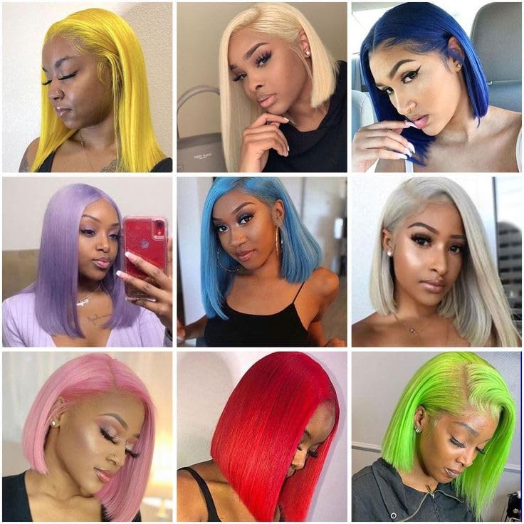 Short Bob Wigs Human Hair for Women, 13x4 HD Lace Front Bob Wigs 180% Density Straight Bob HD Lace Wigs, Free Part Remy Virgin Hair Transparent Lace Wigs(8 Inch,Grey) - Image 6