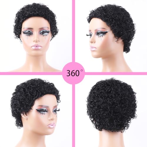 10-Inch Brazilian Virgin Human Hair Pixie Cut Wig for Women, Natural Curly Style, Ready for Daily Wear - Image 5
