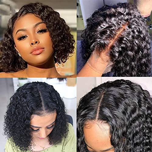 Short Curly Wig Lace Front Human Hair Wigs for Black Women Pixie Cut Lace Front Wigs 4x4 Brazilian Remy Human Hair 150% Density Natural Black Color 8 Inch - Image 2