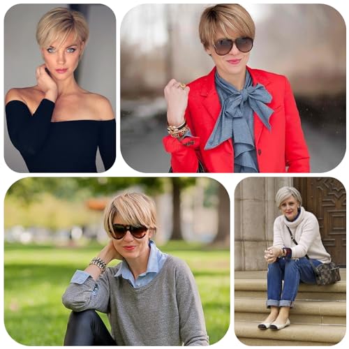 Short Gray Pixie Cut Bob Wig for Women, Natural Layered Synthetic Silver Hair - Image 8