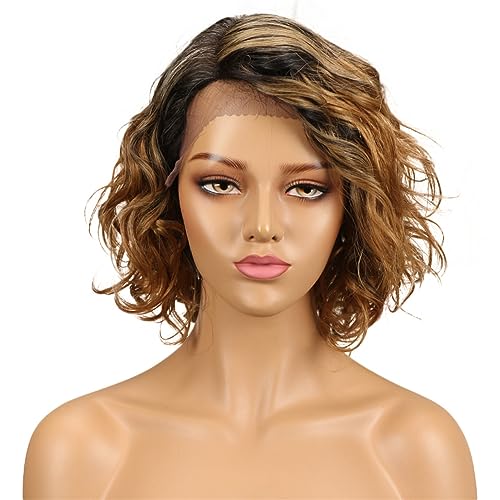Short Human Hair Wigs For Women Body Wave Remy Brazilian Hair Wigs TT1B 27 Brown Ombre Colored Lace Wigs TT1B27 12inches#180%