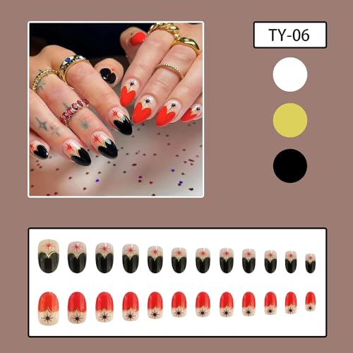 Short Oval Gold French Press on Nails with 3D Pearl Design, 24pc Set - Image 4