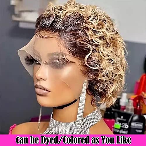 Short Pixie Cut Lace Front Wigs Human Hair for Women Short Curly Bob Wig Water Wave Short Curly Wigs for Black Women 13x4 HD Pixie Cut Wig Brazilian Virgin Human Hair Wigs 150% Density - Image 8