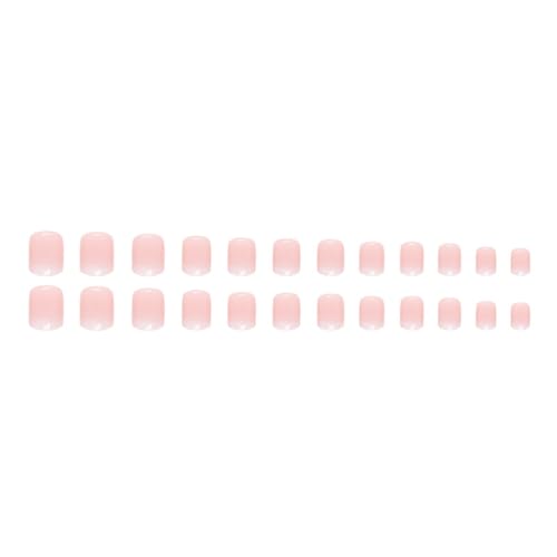 24 Piece Glossy Acrylic Ombre Full Cover Nude Pink Short Press on Nails Set - Image 6