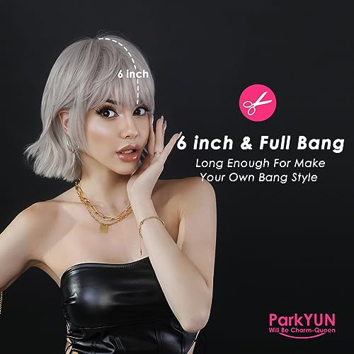 Short Straight Silver Wigs for Women - 12 inch Synthetic Layered Emo Wig with Bangs, 150% Glueless & Heat Resistant Wig with Blunt Cut Ending for Girls Daily Party Costume - Image 3