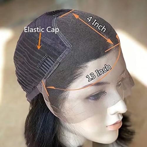 Short Wavy Ombre Brown Highlights Human Hair Bob Wig Ready to Wear 13x4 Realistic HD Lace Frontal Wigs Brazilian Remy Human Hair Bleached Knot Pre Cut Side Part Glueless Lace Wig 150 Density 10" - Image 5