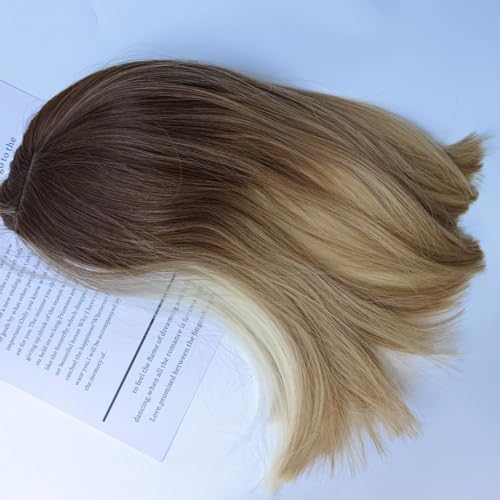 Shoulder Length Ombre Blonde Wig Women Fashion Synthetic Wig Natural looking for Daily Party Halloween (Ombre Ash Blonde) - Image 2