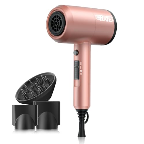 SHRATE Ionic Hair Dryer, Professional Salon Negative Ions Blow Dryer, Powerful 1800W for Fast Drying, 3 Heating/ 2 Speed, Cool Button, Damage Free Hair with Constant Temperature, Low Noise, Gold
