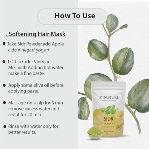 Sidr Powder by mi nature | 227g (8oz) (0.5 lb) | Sidr leaves Powder for hair | Natural Hair conditioner | Natural source of mucilages and saponins | Natural hair cleanser - Image 3