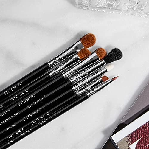 Sigma Beauty Basic Eye Makeup Brush Set – Classic Eye Makeup Brushes with Premium Fibers and Sleek, Durable Handles for Eyeliner, Eyeshadow, & Eyebrows, Includes 7 Black Makeup Brushes - Image 2