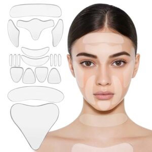 Silicone Wrinkle Patches, Reusable Face & Forehead Anti-Wrinkle Patches for Under Eyes, Face, Forehead and Chest, Overnight Facial Patches to Reduce Wrinkles - Clear