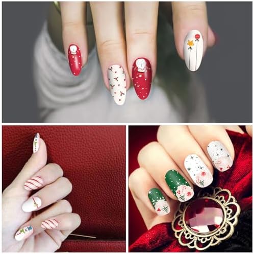 SILPECWEE 6 Sheets Christmas Nail Art Stickers with Nail File for Women - Image 4