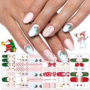 SILPECWEE 6 Sheets Christmas Nail Art Stickers with Nail File for Women