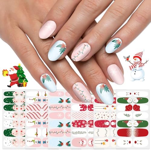 SILPECWEE 6 Sheets Christmas Nail Art Stickers with Nail File for Women