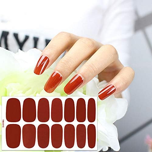 SILPECWEE 8 Sheets Nail Wraps for Women Stick on Nail Polish Strips Solid Color Self Adhesive Nail Polish Stickers Gel Nail Strips Manicure Stickers for Nail Art with 1pc Nail File - Image 8