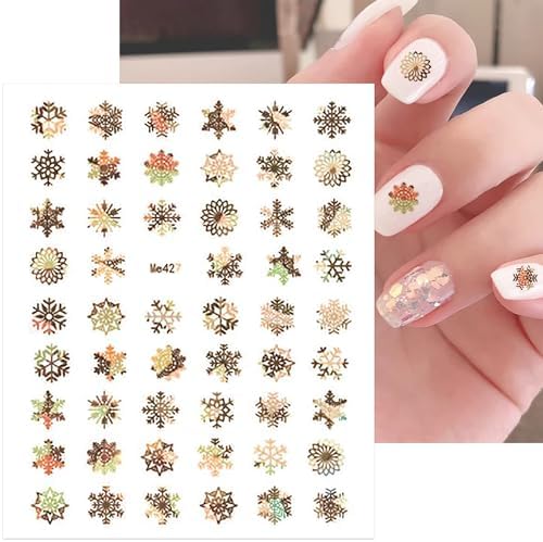 SILPECWEE 8 Sheets Snowflake Nail Art Stickers Decals for Women Kids Christmas Nail Stickers Self-Adhesive Metallic Nail Design Stickers 3D Acrylic Nail Decoration - Image 6