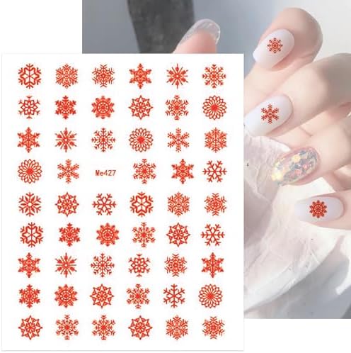 SILPECWEE 8 Sheets Snowflake Nail Art Stickers Decals for Women Kids Christmas Nail Stickers Self-Adhesive Metallic Nail Design Stickers 3D Acrylic Nail Decoration - Image 5