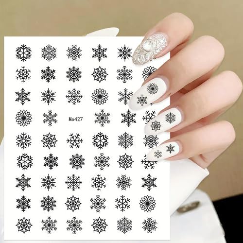 SILPECWEE 8 Sheets Snowflake Nail Art Stickers Decals for Women Kids Christmas Nail Stickers Self-Adhesive Metallic Nail Design Stickers 3D Acrylic Nail Decoration - Image 4